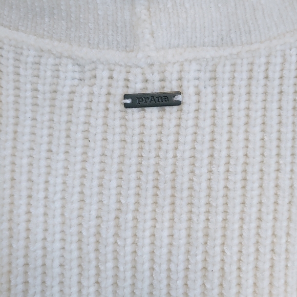 Prana Women's Off White Chenille Chanavey Sweater Sz XL Cozy Soft Cropped - Picture 9 of 14
